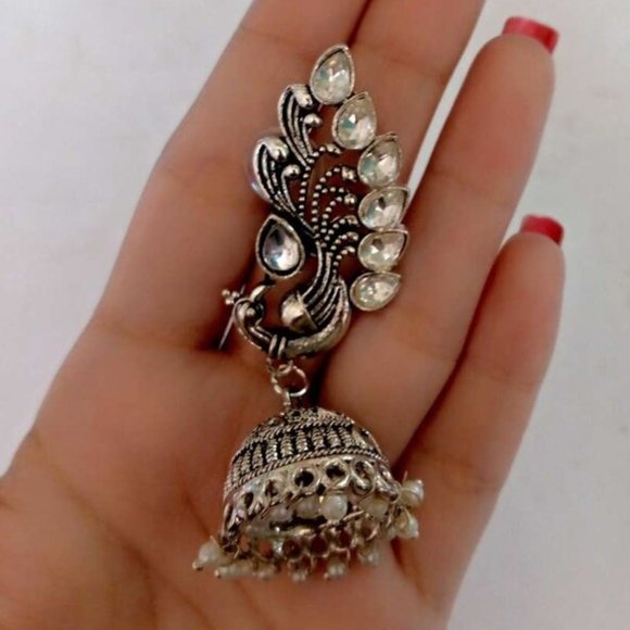 Silver Jewelry Set With Pearls Tribal Silver Tone Jewelry Set - Picture 3 of 10